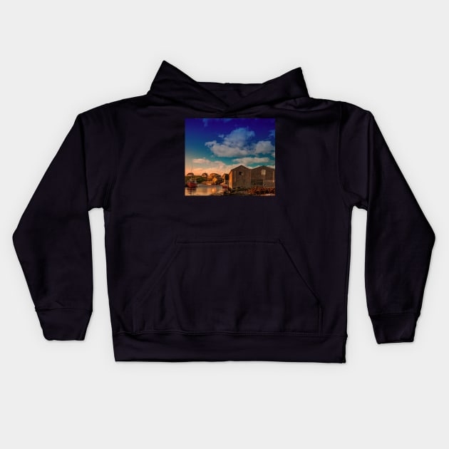 Sunset at Peggy's Cove 05 Kids Hoodie by kenmo